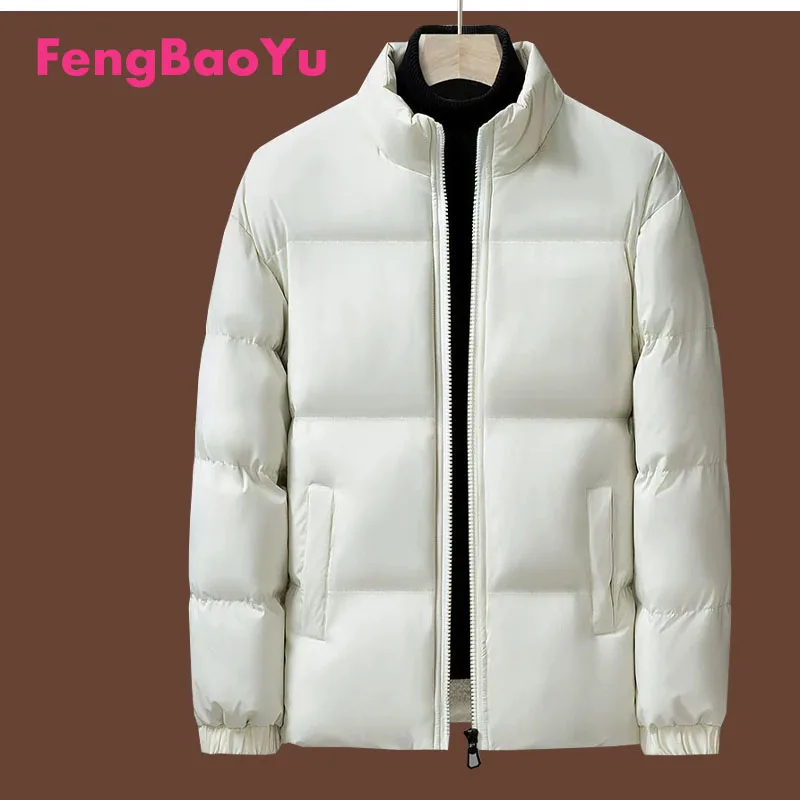 

Fengbaoyu Cotton-padded Men's Autumn Winter New Cashmere Thickened Warm Cotton-padded Youth Stand Collar Short Cold Black Coat