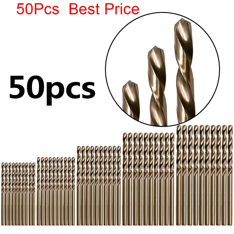 

10set/lot Cobalt Containing M35 Twist Drill Set Stainless Steel Metal Iron Steel Plate Drilling Drill 50Pcs Sets