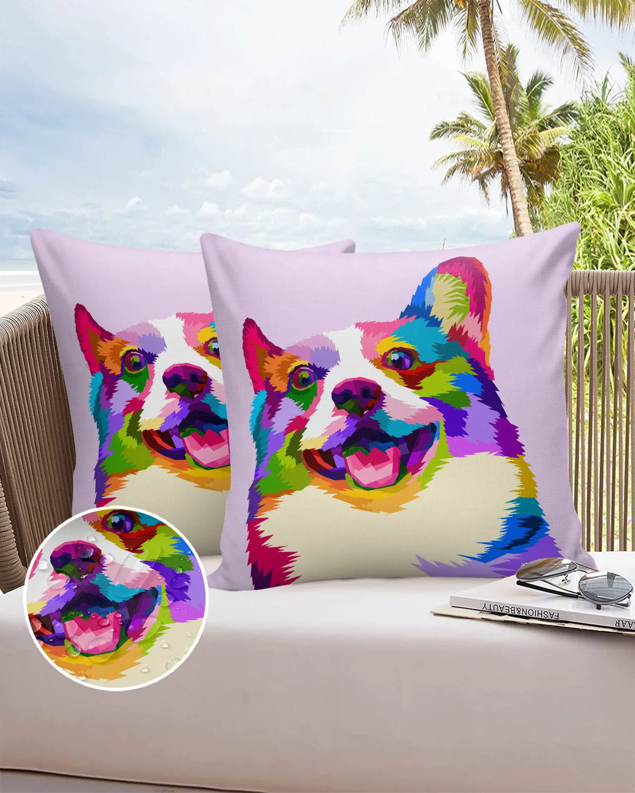 

Corgi Geometry Simple Printed Home Sofa Pillowcase for Living Room Balcony Glasshouse Decor Office Cafe Wrist Cushion Cover