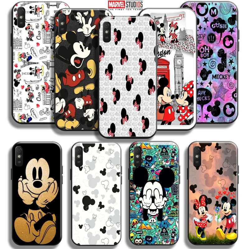 

Mickey Minnie Mouse Phone Case For Xiaomi Redmi 9A 9AT Carcasa Coque Back Liquid Silicon Soft Funda TPU