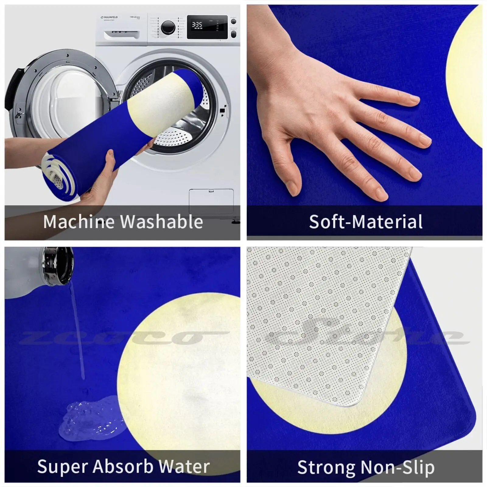 Коврик Orb для двери нескользящий мягкий ковер с поглощением воды полная луна |