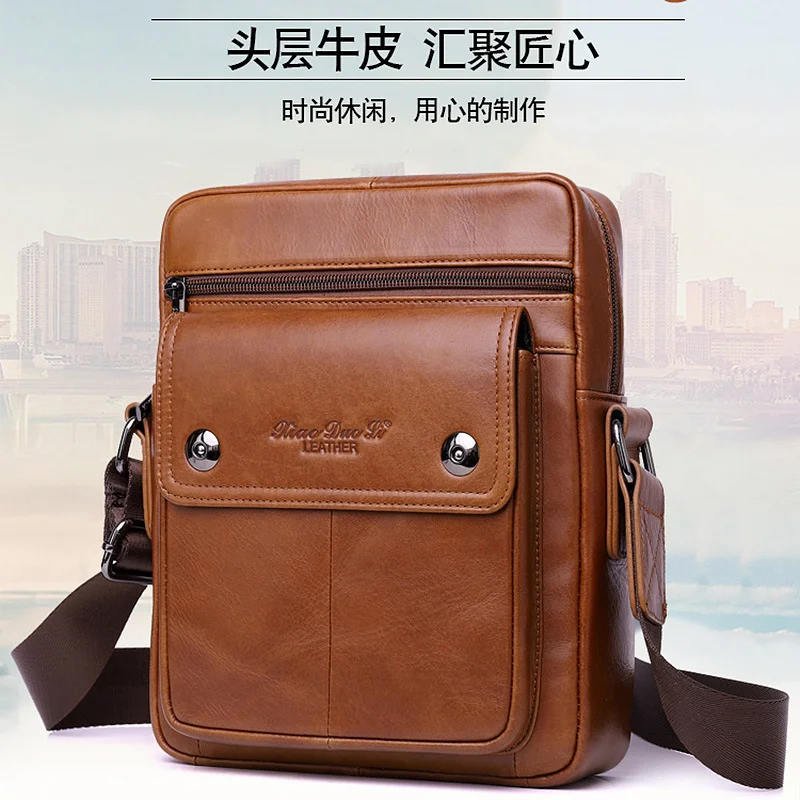 

New Men's Crossbody Bag Genuine Leather Korean Fashion Men's Backpack Top Layer Cow Leather Side Bag Single Shoulder Bag