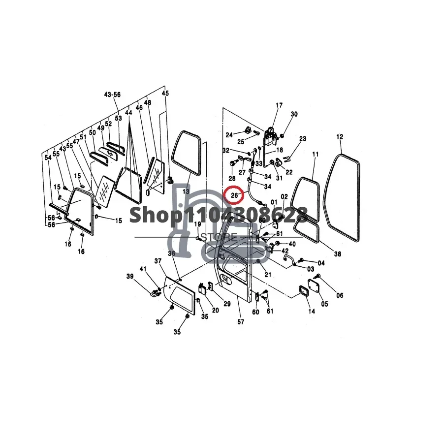 Фото 4461939, Тросовый замок двери Hitachi ZX125US, ZX125US-E, ZX60, ZX70, ZX80, ZX225, ZX185, ZX160 №2
