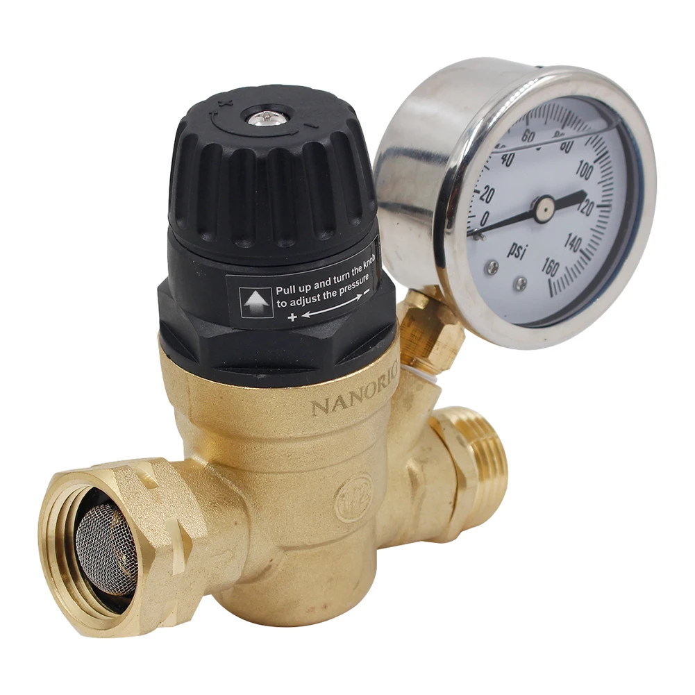 Редуктор давления воды с ручкой 3/4 латунный компактный манометром и 2 фильтрами