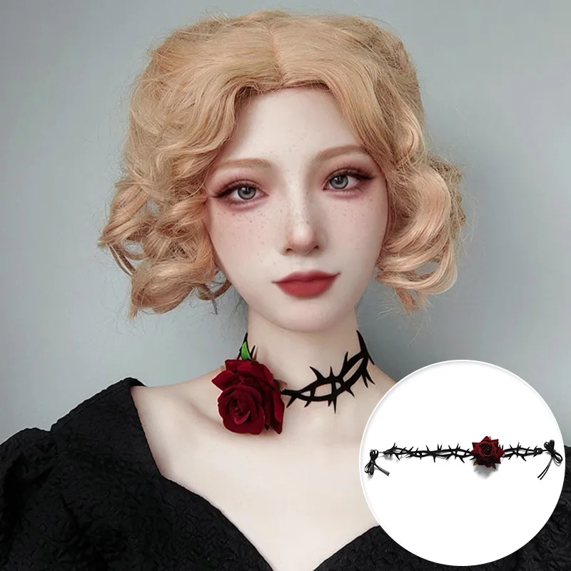 

Женское винтажное ожерелье-чокер с цветком и красной розой