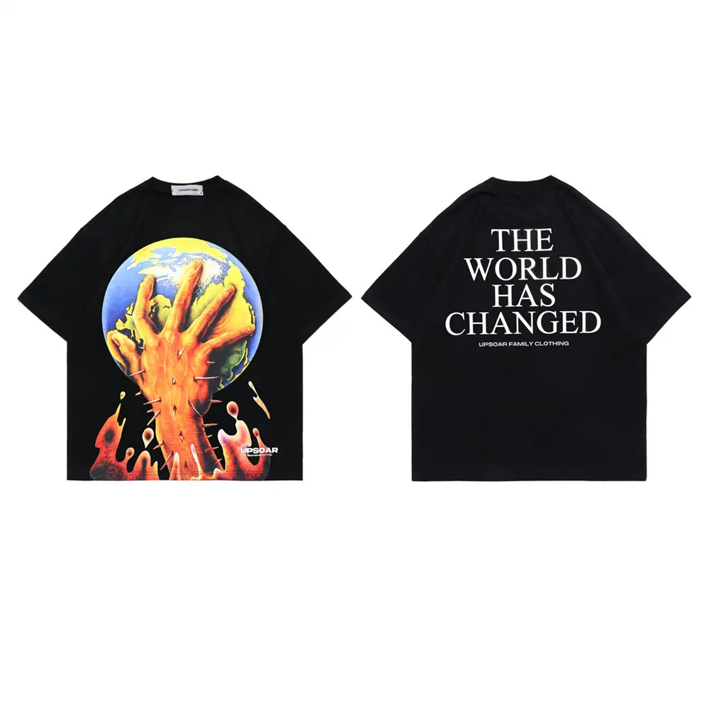 Футболка мужская оверсайз с круглым вырезом Модный хлопковый топ защитой земли