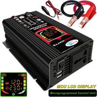 6000w car power inverter with mcu lcd display dc 12v to ac 110220v power converter with dual usb ports fast charging inverter