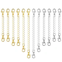 10pcs necklace extender stainless steel extension chains with lobster clasp connector for jewelry making bracelet anklet closure