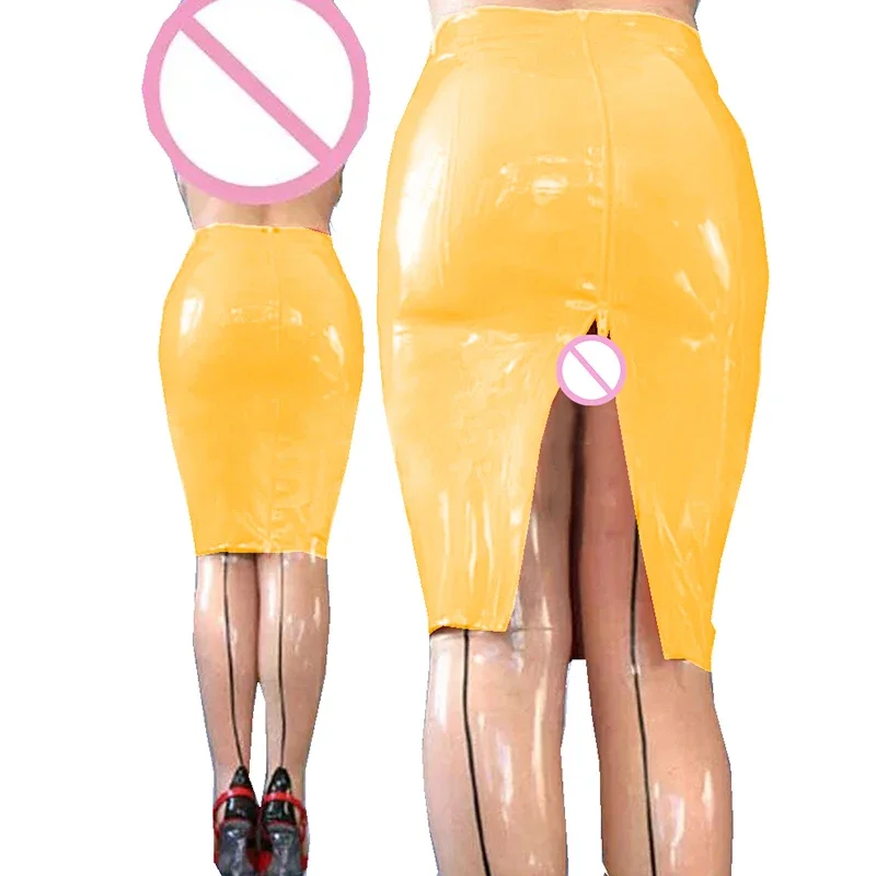 

Sexy Faux Leather Mini Skirts Women Bodycon Lady High Waist Skirt high waist pacakge hip split Slim Mini Pencil Skirt Back split