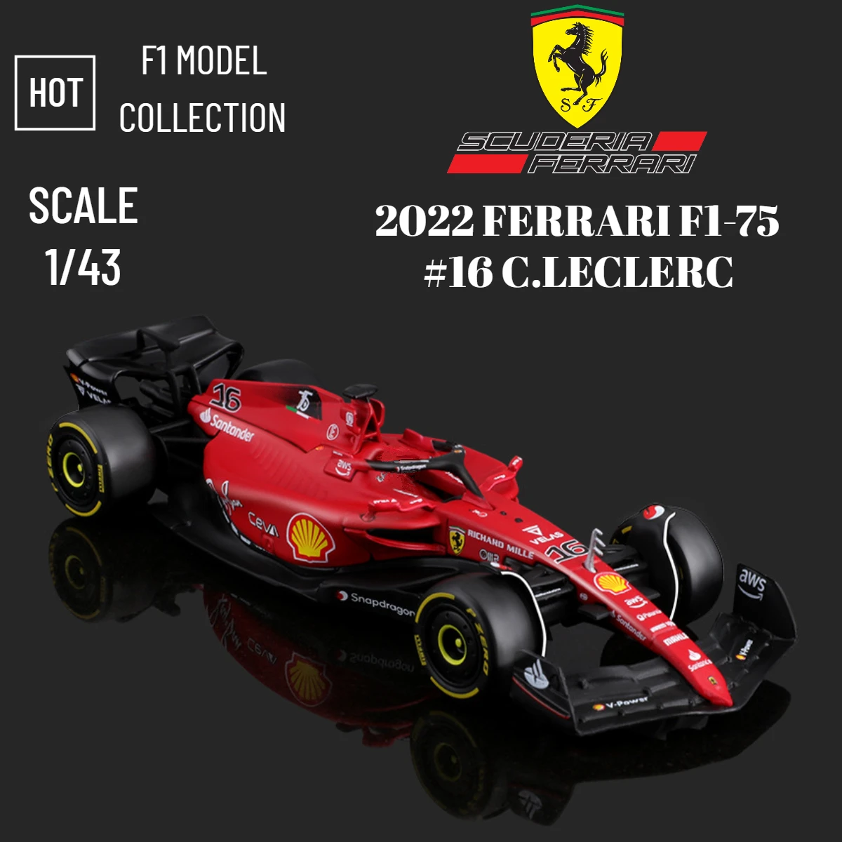 

Bburago New F1 2022 Car Model Scale 1:43 Ferrari F1-75 Leclerc Sainz Mclaren Alfa Romeo Mercedes Red Bull Racing Formula 1 Toy