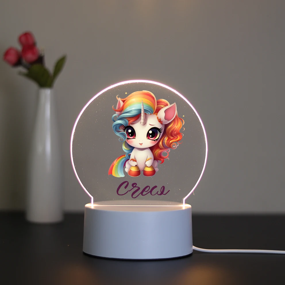 Персонализированная Популярная 3D светодиодная Ночная лампа в виде единорога для