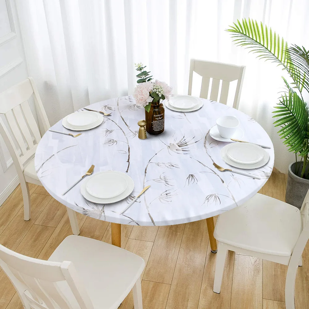 

Printed Round Tablecloth Waterproof Oil Resistant Stretch Round Tablecloth Picnic Patio Wedding Party Decorative Tablecloth