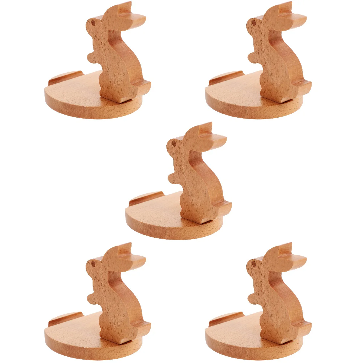 

5pcs Wooden Rabbit Cell Stand Novelty Holder Support Bunny Rack Desk Decoration