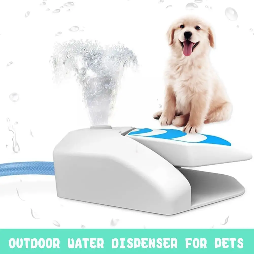 Dog Outdoor Water Fountain Pet Water Feeder Dog Step Foot Capacity Spray Funny Large Automatic Drinker Drinking Dispenser P L1p6