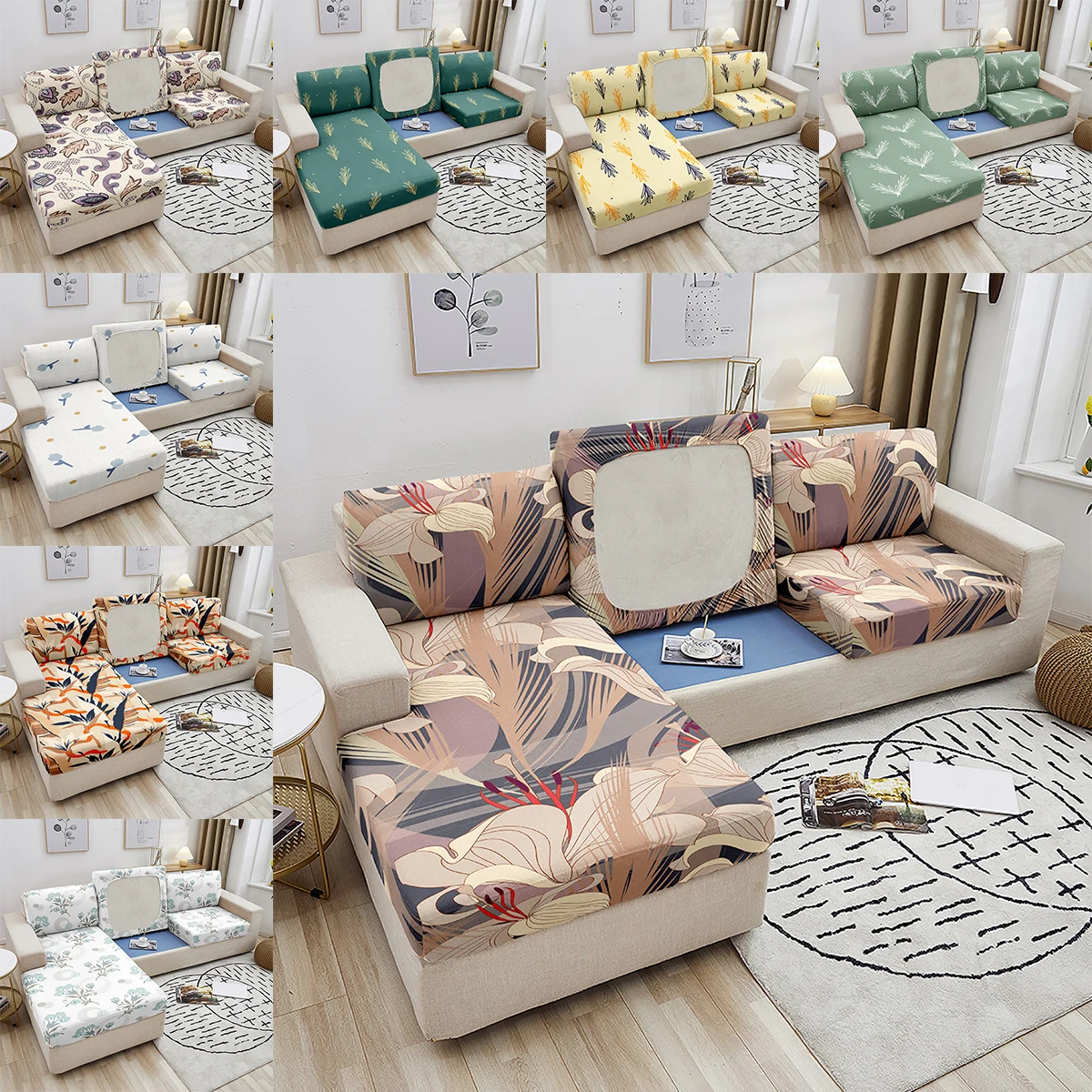 

Retro Flower Sofa Seat Cover Soft Polyester Home Office Decor L Shape Section Corner Sofa Seat Cushion Cover For Living Room