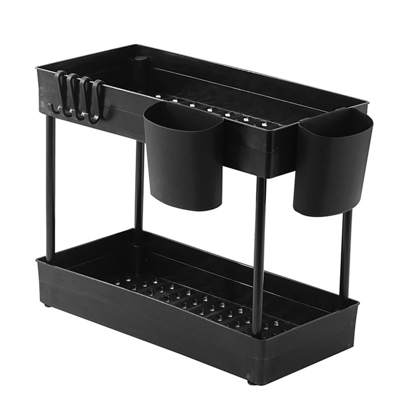 

1Set Bathroom Organizer Under Sink Kitchen Cabinet Organizers And Storage Baskets Black