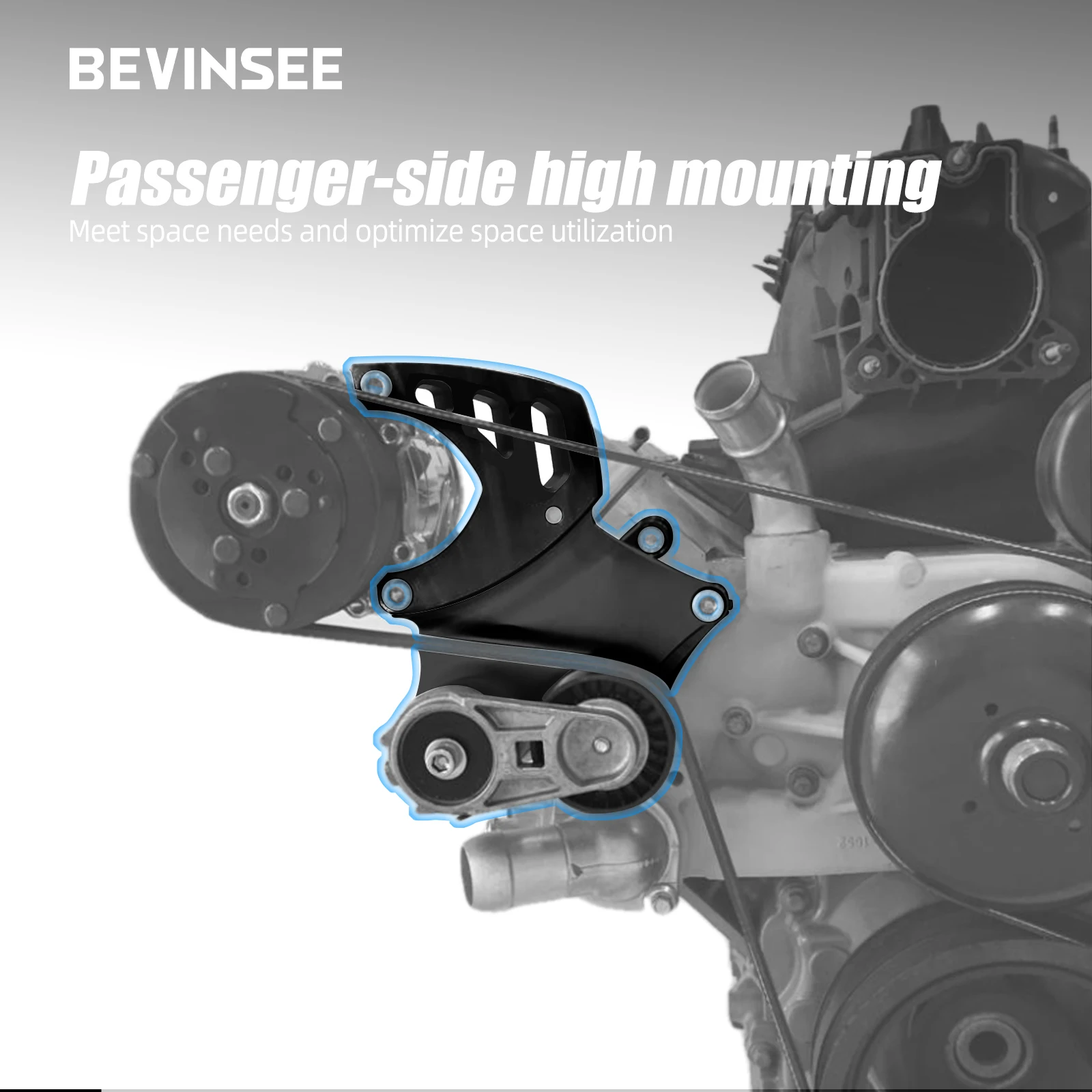 Кронштейн компрессора кондиционера BEVINSEE LS для грузовика с комплектом натяжителя