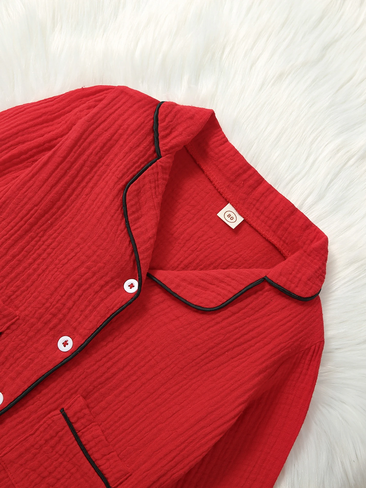 

Family Christmas Pajamas Set Festive Contrast Color Lapel Tops Comfy Elastic Waist Trousers Sleepwear Outfits for All