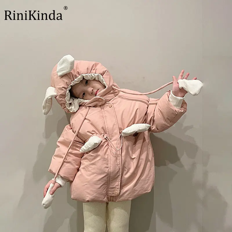 

RiniKinda Baby Down Jacket Winter Coat Girls Warm Children Outfits Kids Clothes Winter Toddler Solid Thicken Hoodie Parkas