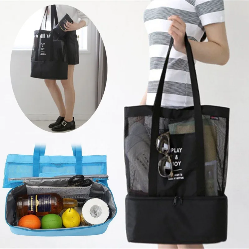 

Hand the bill of lading insulation shoulder bag bag double outdoor picnic bag men and women sports grid receive lunch bag