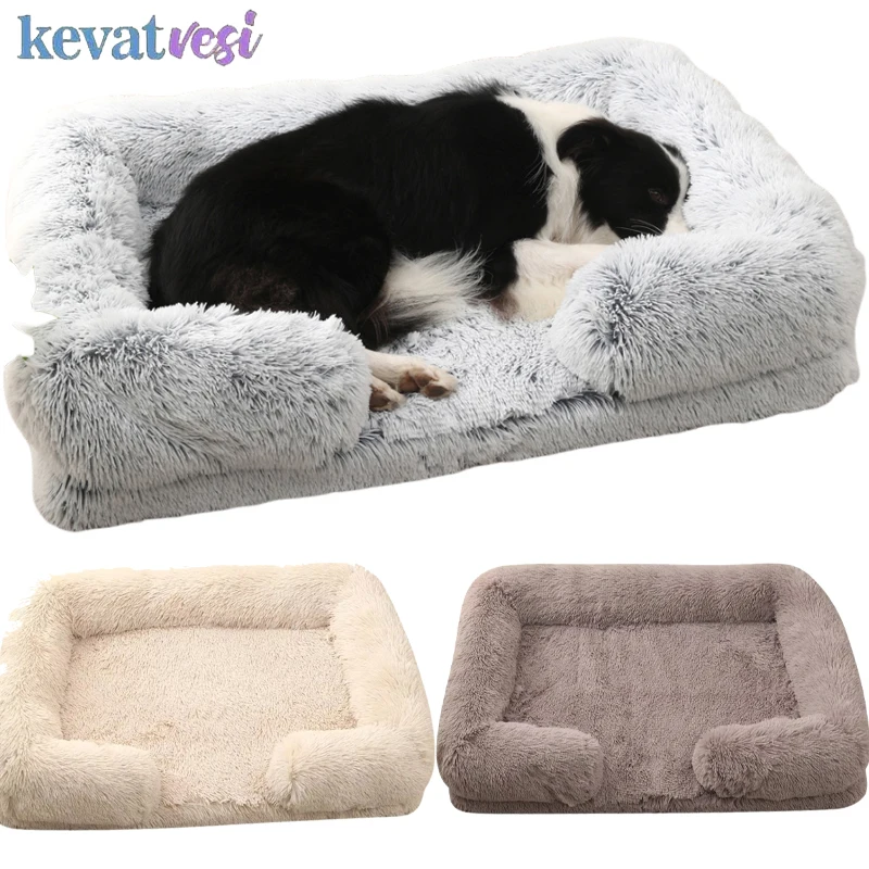 Мягкая кровать для собаки зимний теплый диван питомца длинный плюшевый коврик