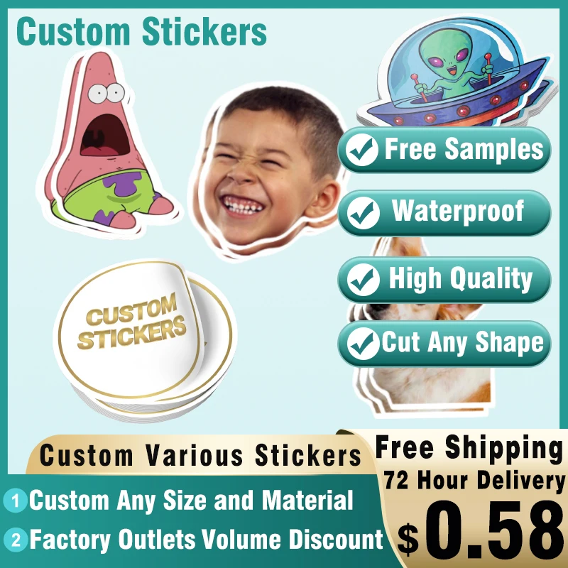 Custom Stickers with Logo Cat Dog Pet Stickers Laptop Bicycle Guitar Skateboard Sticker Kid DIY Graffiti Waterproof Stickers Toy