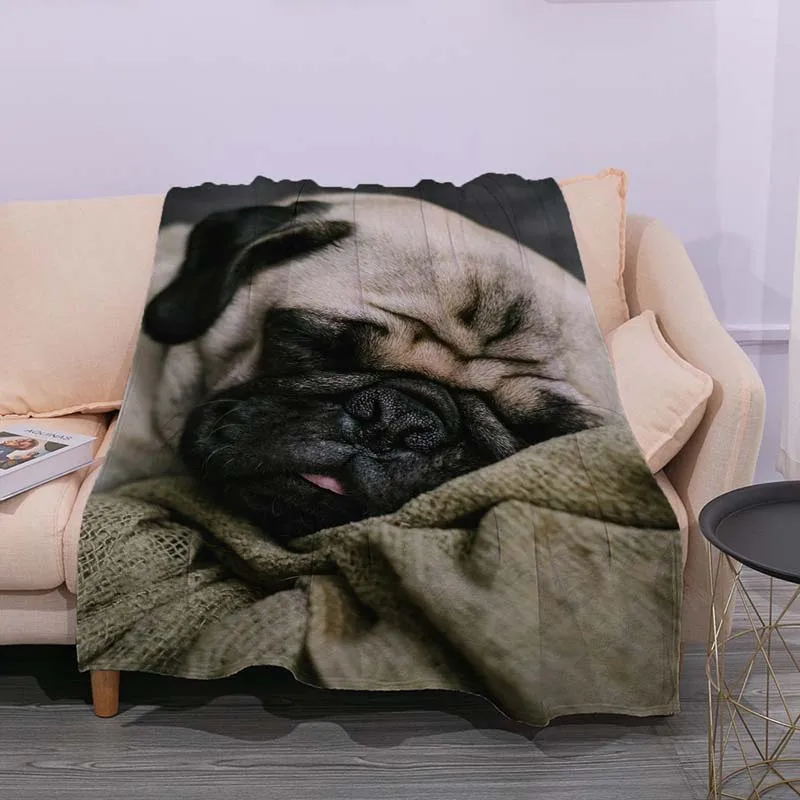 

Throw Blanket Cute Bulldog Pattern Customizable Flannel Super Soft Printed Blanket Throw Blanket Bed Sofa King Size Full Size