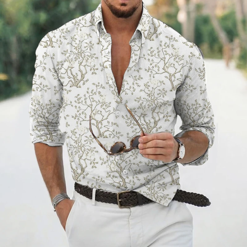 Fashion Flower Shirts for Men Shirts 3d shirts Casual Shirt Plant Flower Print Long Sleeve Tops Mens Clothing 2022 New Cardigan