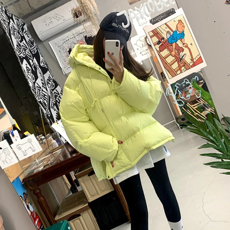 New Coat Women Winter Jacket Short Jacket Hooded Zipper Parka Down Cotton Coat Loose Warm Korean Fashion Oversize