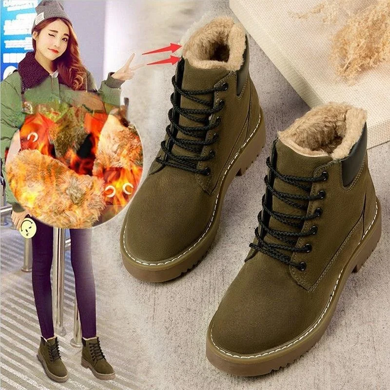 

Женские ботильоны из искусственной кожи Красивые зимние осенние теплые плюшевые женские ботинки на шнуровке женские модные на платформе к...