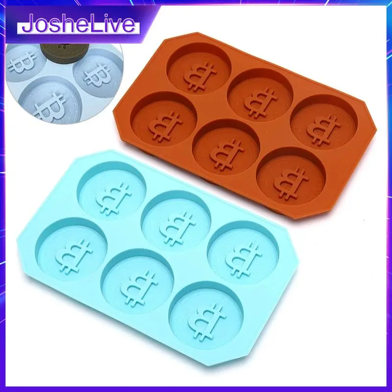 

6 Holes Bitcoin Ice mold Maker Ice Lattice Freeze Mold Pudding Chocolate Kitchen DIY Food Cookie Cake Stencil Mould Random Color
