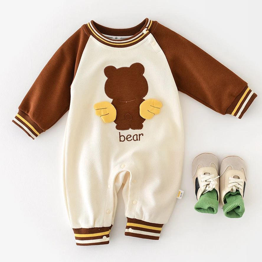 

Baby Clothes Autumn Onesie Long Sleeve Cotton Crawling Clothes Baby Spring and Autumn Small Flying Bear Foreign Style