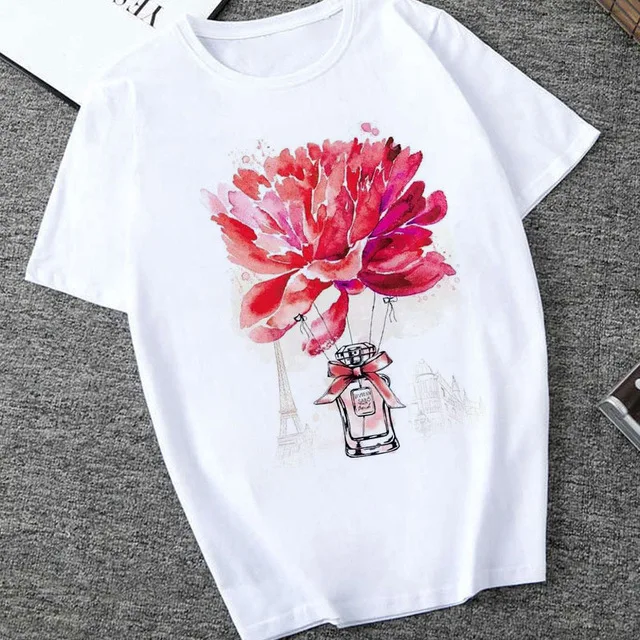 

Short sleeve Women's T-shirt Casual girl student balloon printed dress Women's fashion paint girl T-shirt y2k aesthetic