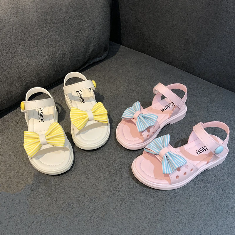 

Summer Toddler Girls Bowtie Sport Sandals Soft Bottom TPR Beach Shoes Cute Baby Kids Designer Shoes Children Toddler Sandalias