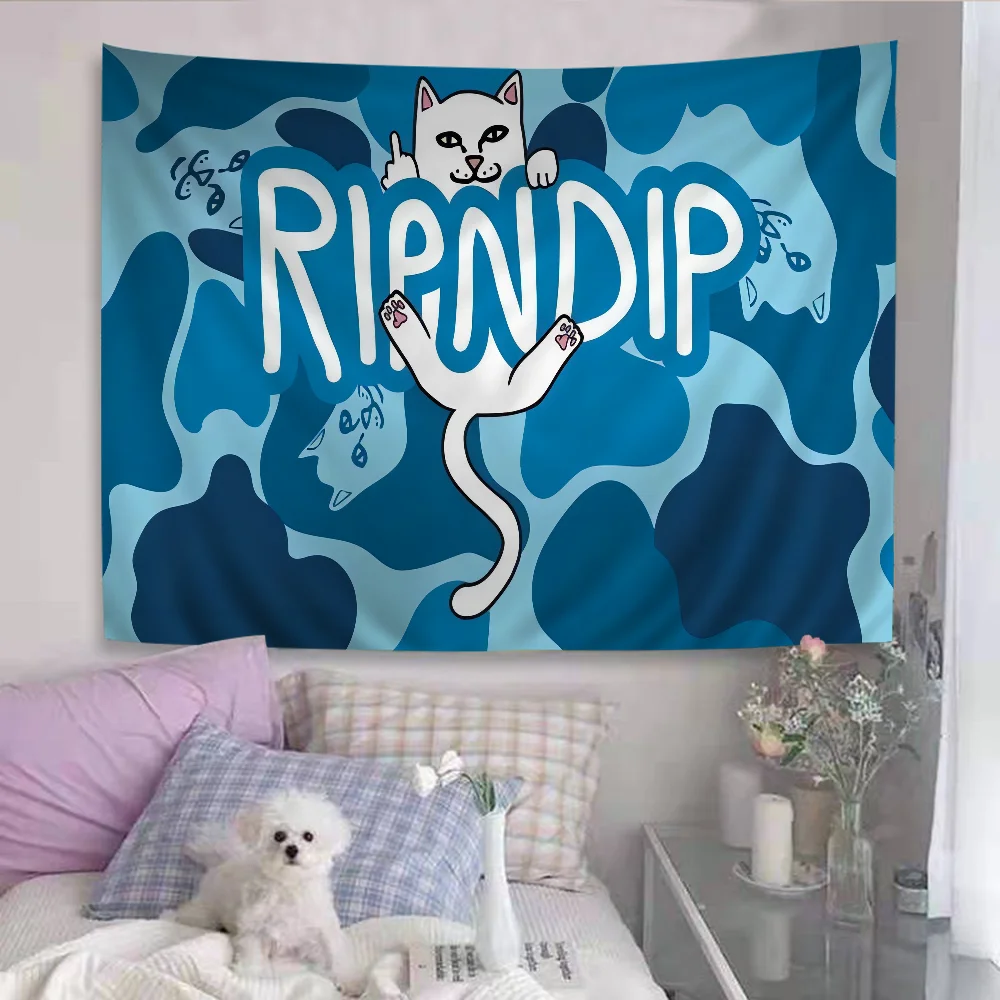 Cat R-Ripndips Hippie Wall Hanging Tapestries For Living Room Home Dorm Decor Art