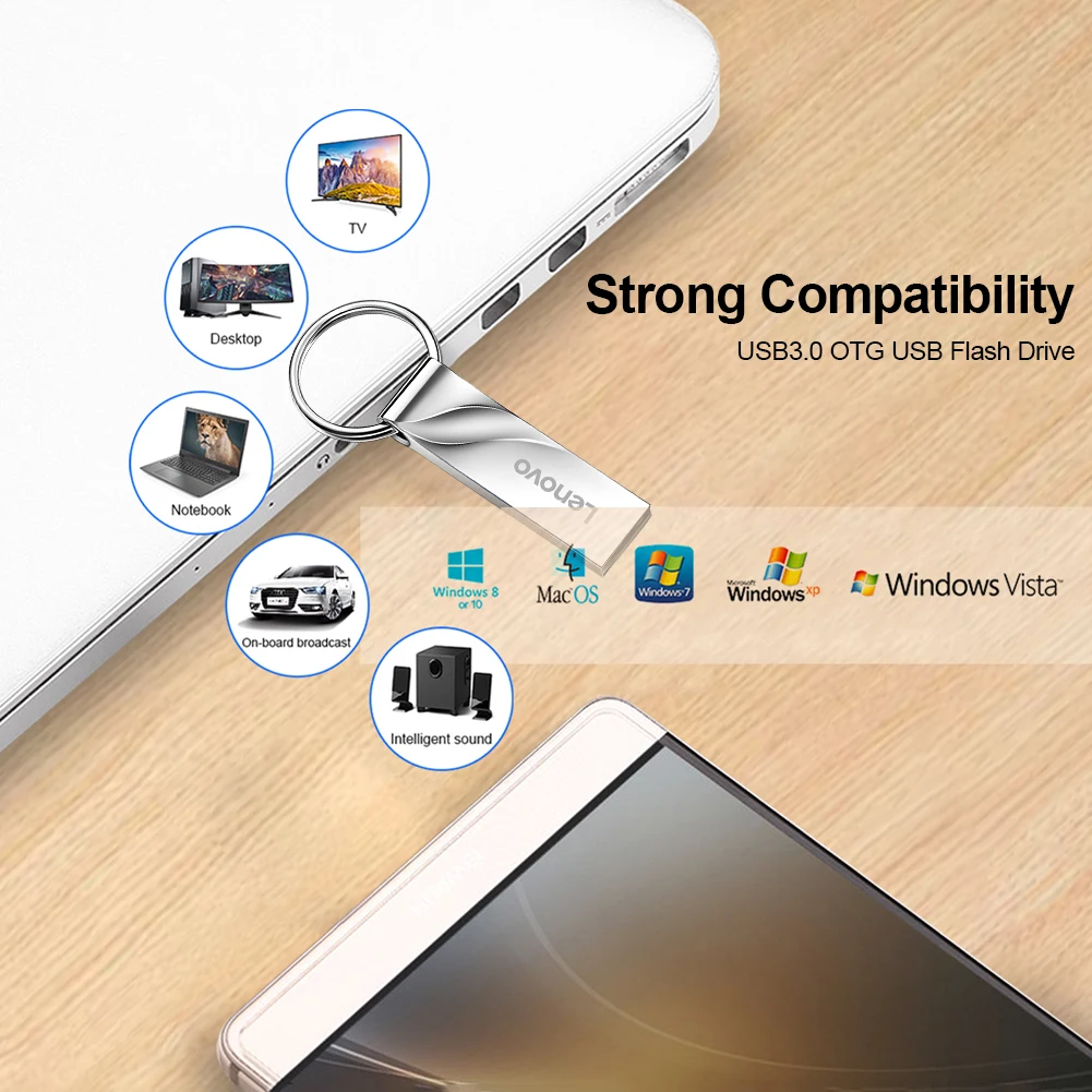 Металлический USB-накопитель Lenovo 30 USB 3.0 Pen Drive U-диск 32 ГБ/64 ГБ/128 ГБ Memory Stick Для