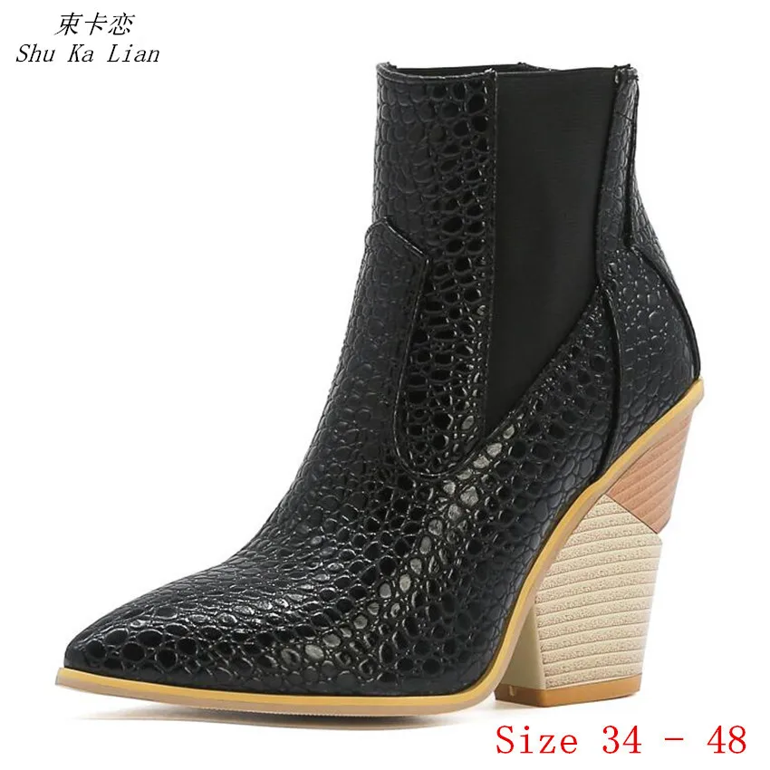 

Spring Autumn High Heels Ankle Boots Women Short Boots Ladies Shoes botas botte femme Plus Size 34 - 40 41 42 43 44 45 46 47 48