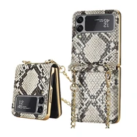 magnetic leather case for samsung galaxy z flip 3 luxury funda protective cover for samsung z flip3 case with metal chain