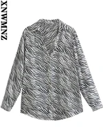 xnwmnz chemise oversize femme fashion oversized animal print blouses vintage long sleeve button up female shirts chic tops