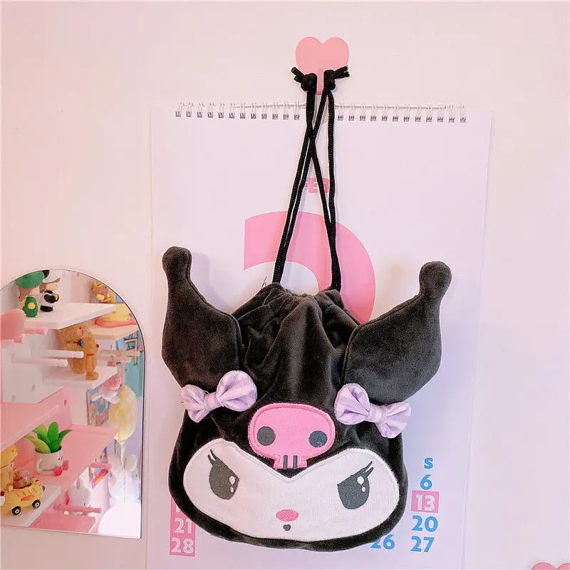 Сумка для макияжа Hello kitty плюшевая сумка на шнурке большой вместимости Kuromi