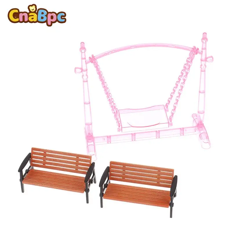 

1Set 1:12 Dollhouse Miniature Simulation Swing Park Chair Decor For Dolls Play House Garden Park Outdoor Ornament Accessories