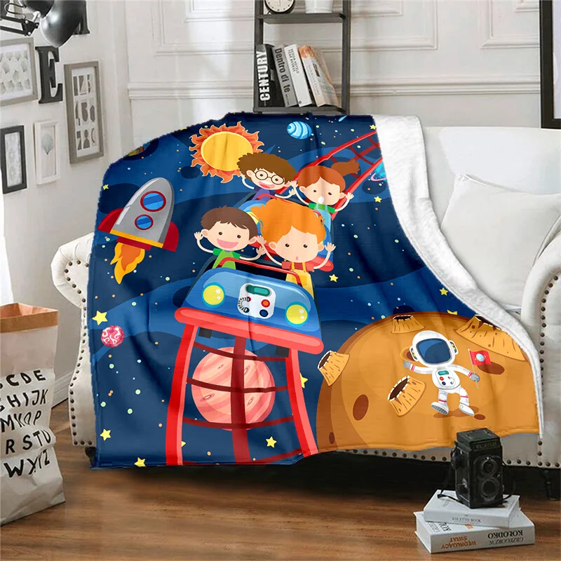 

Astronaut Cartoon Anime Pattern Manta Sofa Bed Cover Soft Blanket Plaid Soft Warm Flannel Throw Noon Break Blankets Fans Gif