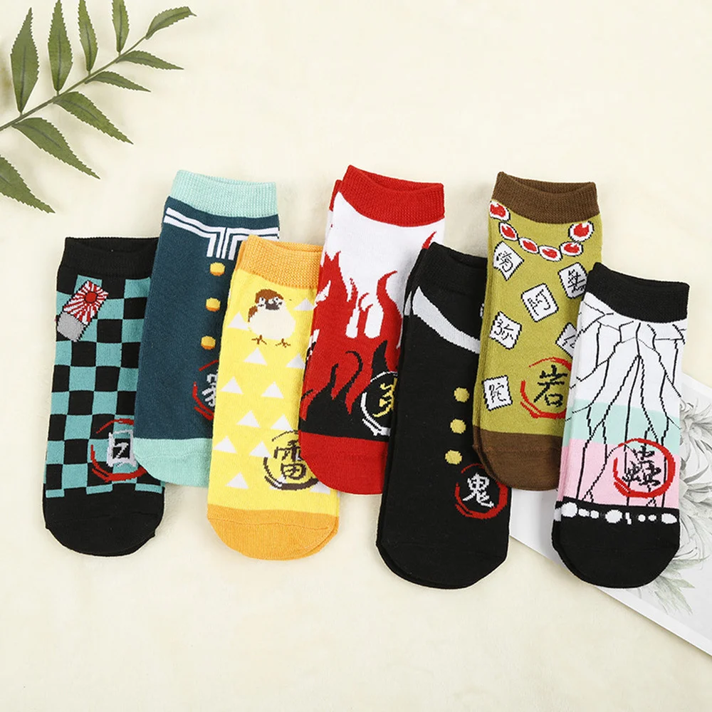 

Anime Demon Slayer Socks Japanese Anime Socks Straight Low Cut Socks 5-color Cartoon Boat Socks 2022