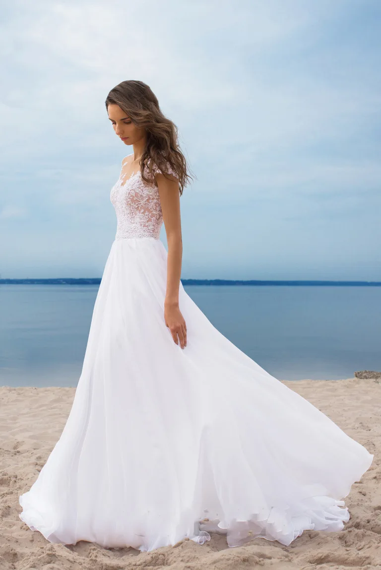 

New Arrival Hot Sale Women's New White Dress Lace Chiffon Dress Ball White Evening Dress Split Women Long Dress