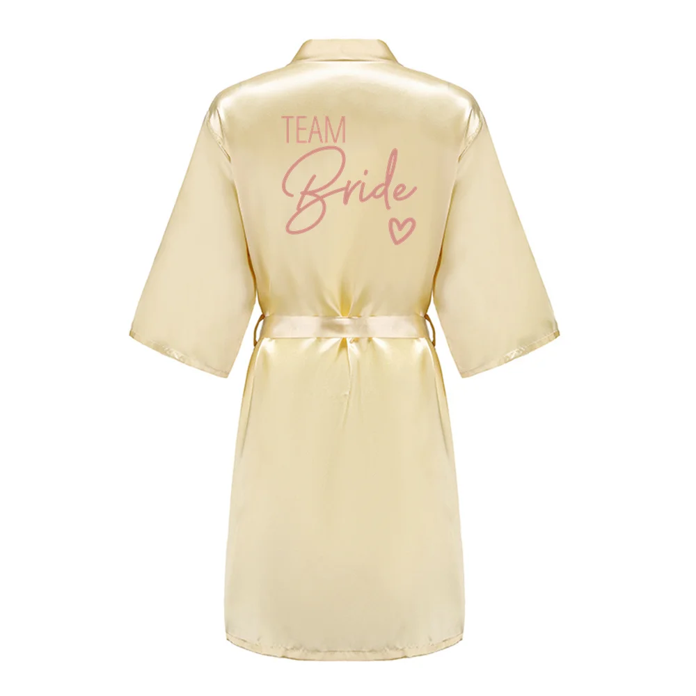 Team Bride Women Wedding Satin Dressing Gown Personalized Custom Name Bathobe Bridal Party Robes Bridesmaid Robes gift