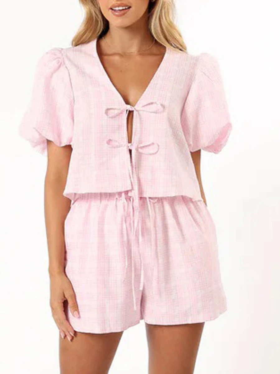 Женские летние костюмы для отдыха Y2k из 2 предметов Повседневная рубашка с