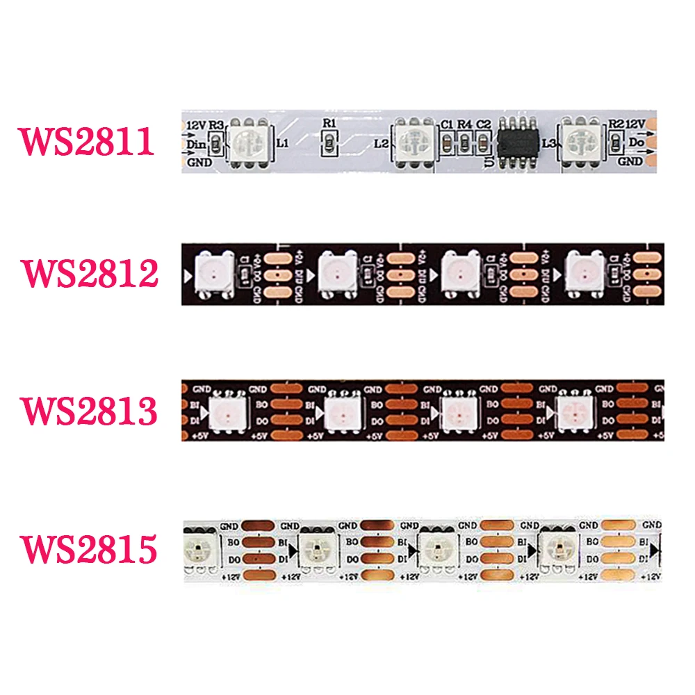 

WS2812B WS2811 WS2815 WS2813 RGB LED Strip Individually Addressable 30/60/144Pixels/Leds/M Tape Light IP30/IP65/IP67 DC5V-DC12V