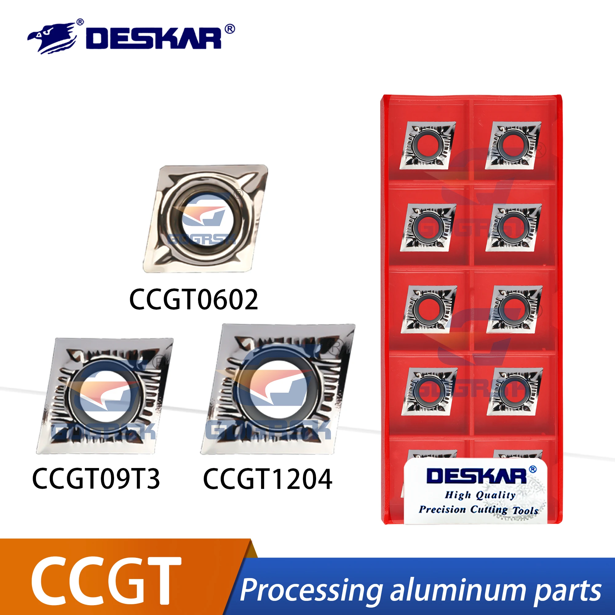 DESKAR 100% оригинальный токарный станок с ЧПУ, режущие инструменты CCGT060202/04/04 CCGT09T302/04/08 CCGT120404/08-AL K10, внешние круглые алюминиевые лезвия