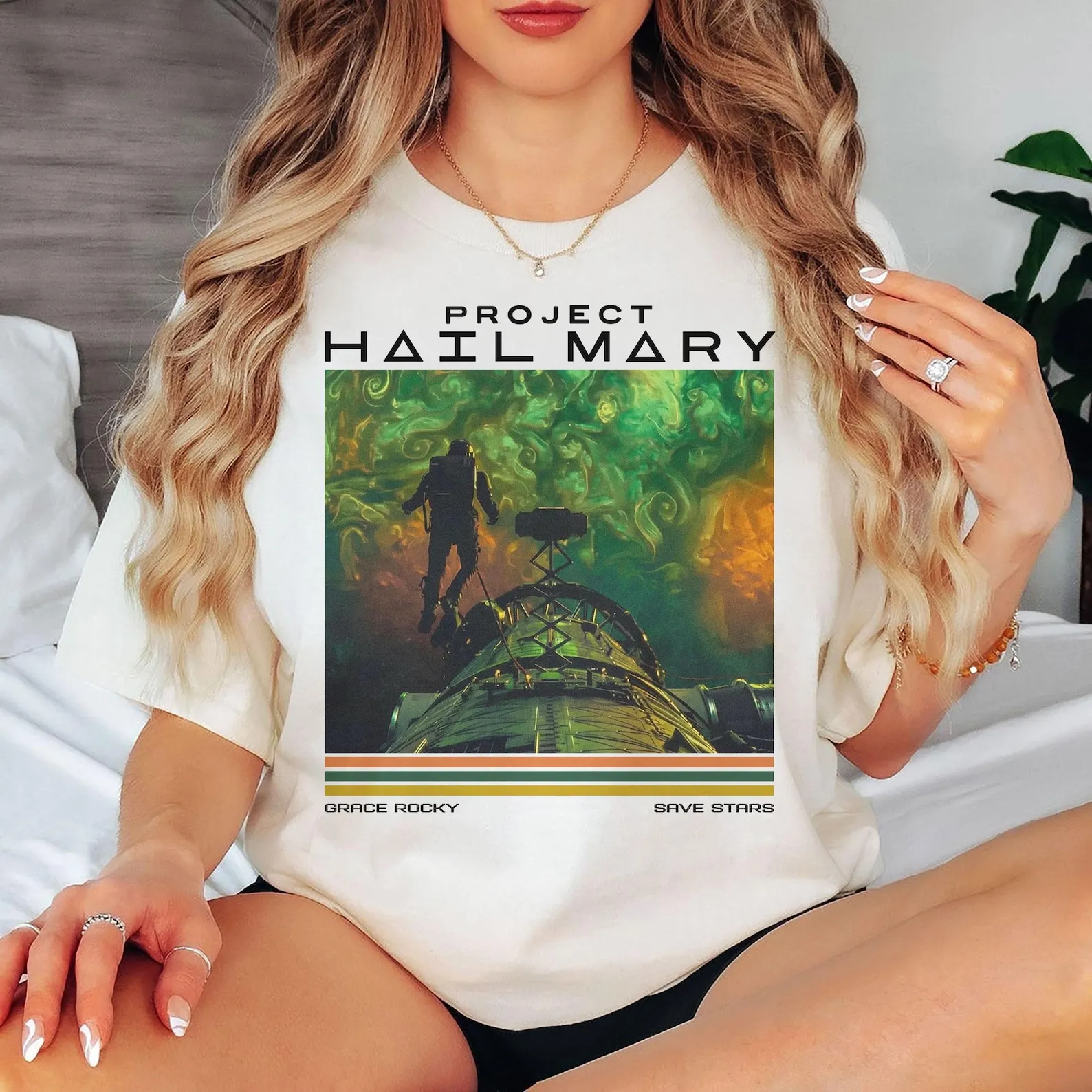 Фото Футболка Project Hail Mary Spacecotton, подарок для фанатов Грейс Рокки Сейв Старс, подарок для фанатов Энди Вейра, футболка для любителей научно-фантастических книг №3