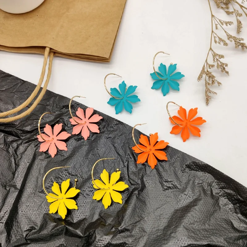 

Серьги женские летние в Корейском стиле, украшения для ушей в форме сердца и цветка, сетчатые красные Лепестковые серьги в праздничном стил...